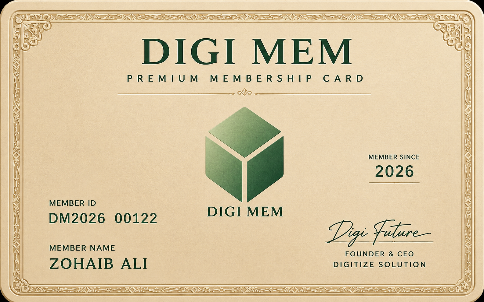 DIGI MEMS membership card front