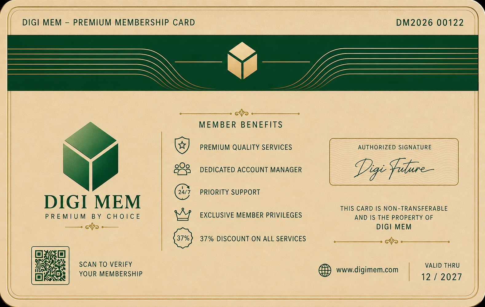 DIGI MEMS membership card back